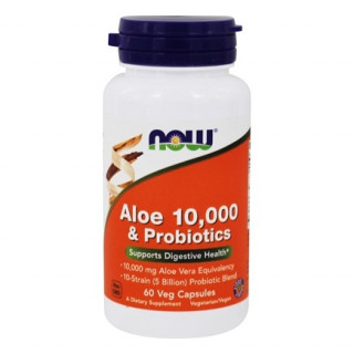 Now Foods Aloe 10.000 & Probiotics Probiotik isi 60 Veg Capsules