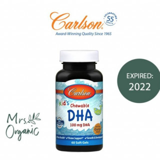 Carlson Labs, Kid's Chewable DHA, Bursting Orange Flavor, 100 mg, 60 S