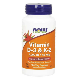 Now Foods Vitamin D-3 1000 iu & K-2, 120 Veg Capsules