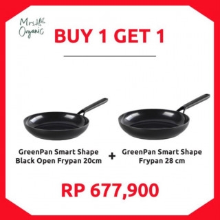 BUY 1 GET 1 GreenPan Smart Shape Black Open Frypan 20cm + Frypan 28 cm