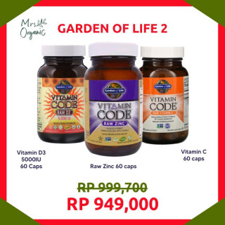 Paket Garden of Life 2 (Vit D3 5000IU + Vitamin C + Zinc )