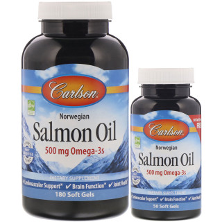 Carlson Labs Norwegian Salmon Oil Omega 3 500 mg 180 + 50 Soft Gels