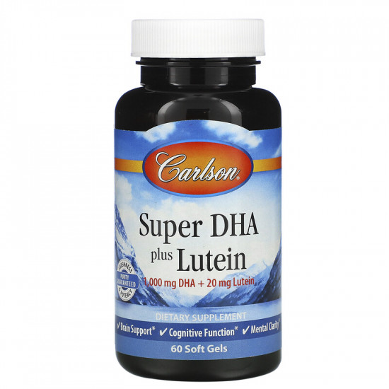 Carlson Labs Super DHA 1000 mg + 20 mg Lutein omega3 - 60 Softgels